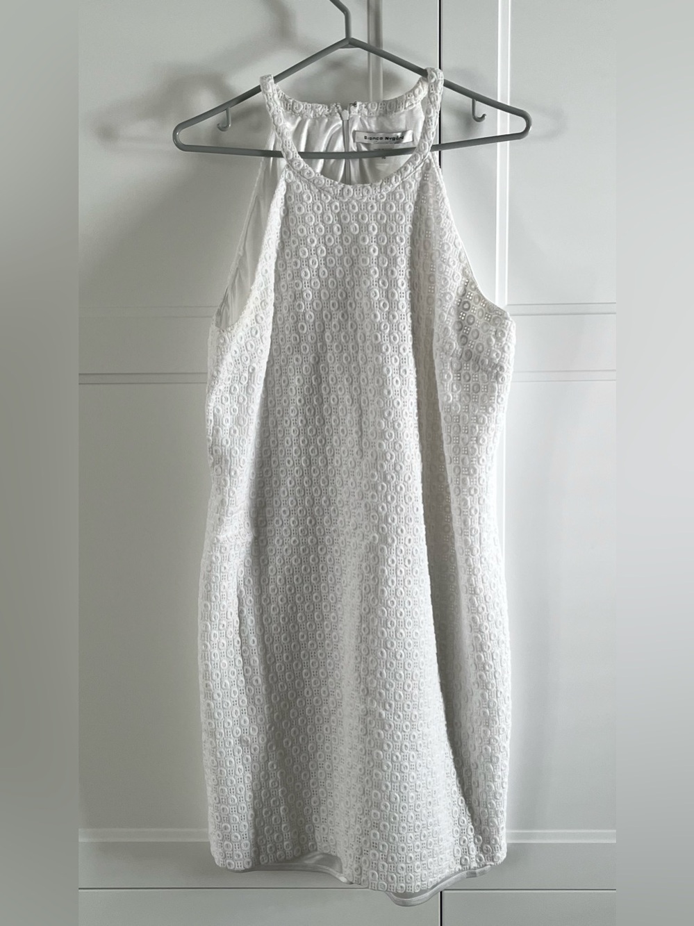 White Eyelet Halter Neck Dress - size 16